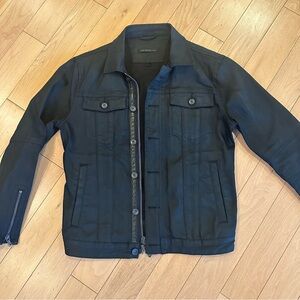 John Varvatos Star USA Trucker Moto Denim Jacket Black Size Small